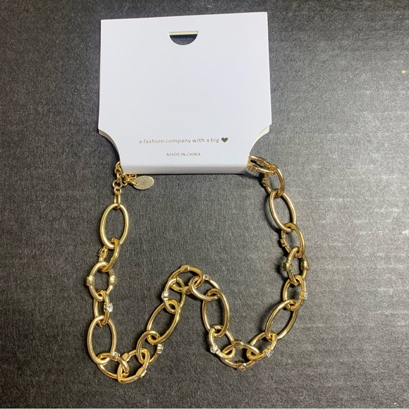 Stacked Link Necklace In Gold-crystal - Picture 6 of 11